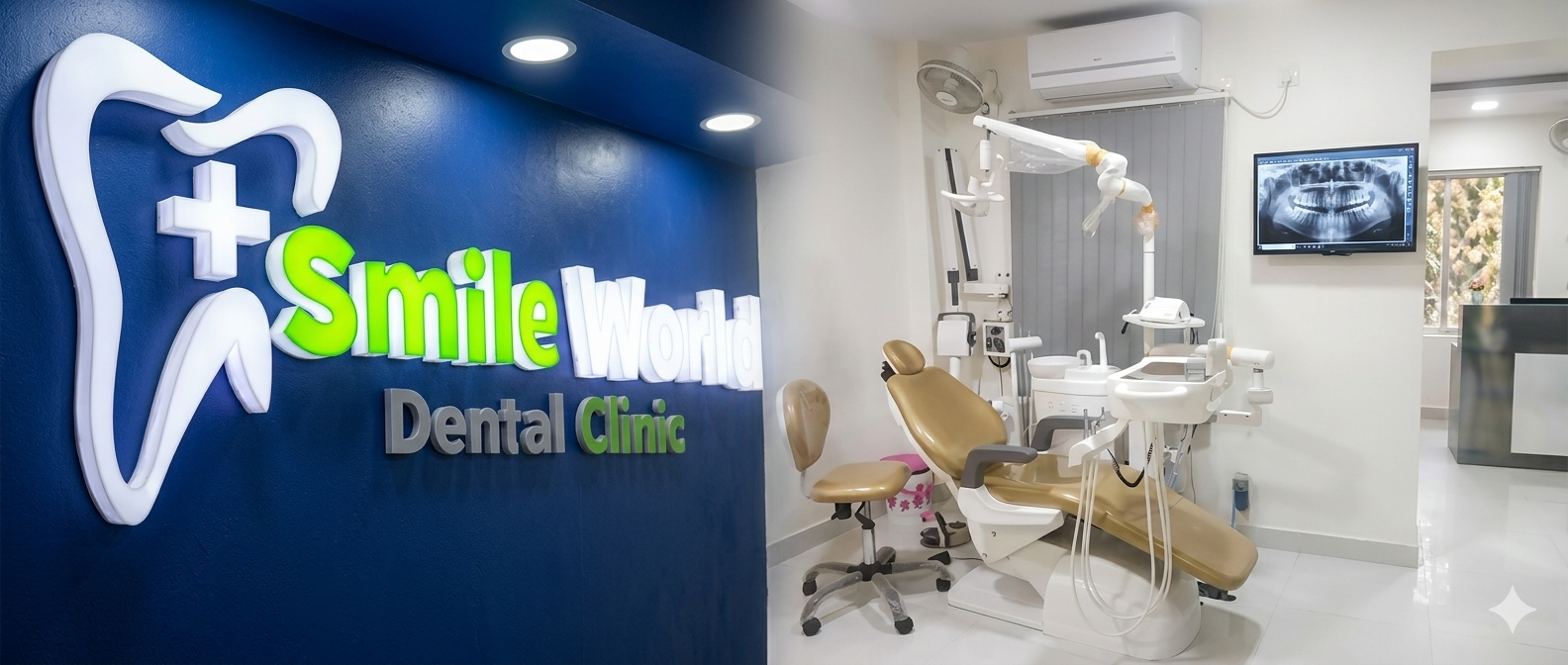 Smile World Dental Clinic interior showcasing modern dental equipment and professional treatment room